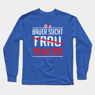 Bauer sucht traktor (white) Long Sleeve T-Shirt